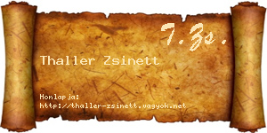 Thaller Zsinett névjegykártya